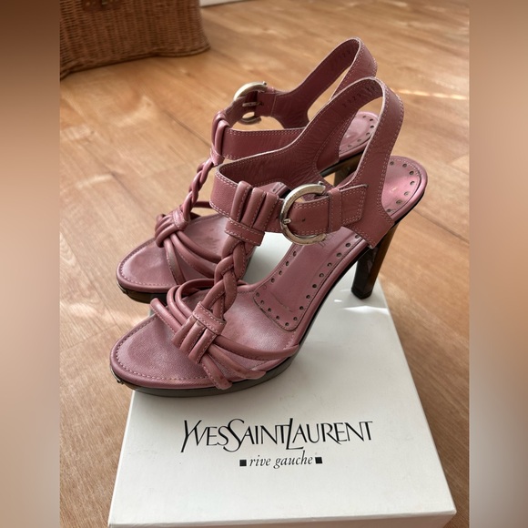 Yves Saint Laurent Vintage Merida 90 Women Strap Heel Sandals Pink - Picture 1 of 11